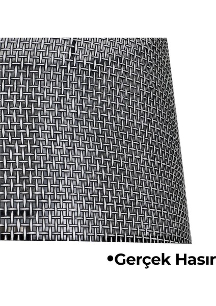 Şık Siyah Doğal Hasır Tripod Lambader Şapkası, Yükseklik 0-100 cm
