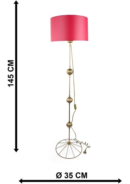 Koyu Pembe Tek Ayaklı Lambader, Eskitme Tarz, Kumaş, Yükseklik 101-150 cm fırsatları