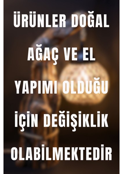 2'li Doğal Ağaç Ayaklı Lambader Ahşap El Yapımı Rustik Iskandinav Model Modern Avize Aydınlatma