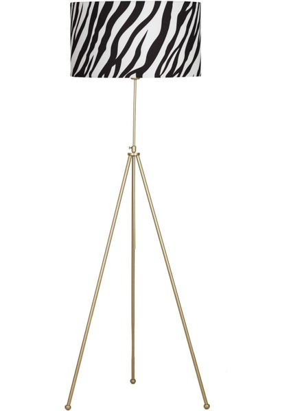 Noa Eskitme Tripod Boyu Ayarlanabilir Metal Lambader Zebra Desenli