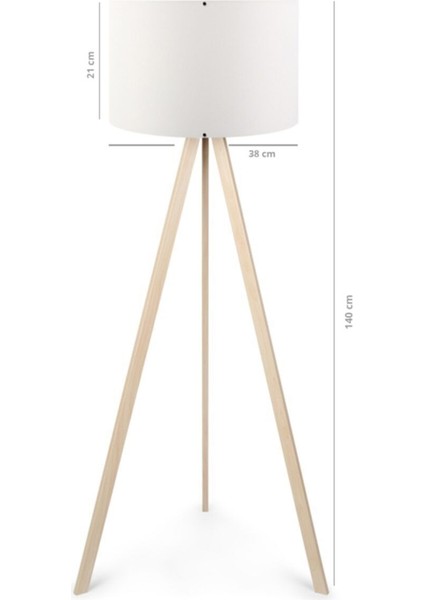 Pratik Ahşap Tripod Lambader, Kumaş, Yerden Yükseklik 101-150 cm
