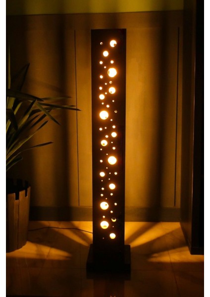 Dekoratif Ahşap Ayaklı Lambader Uzaktan Kumandalı Aç/kapa Anahtarlı Gün Işığı Neon LED 12V Lambader