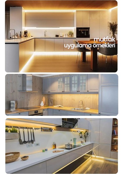 Şerit LED 1 Metre Gün Işığı 3 Çipli Pro Ambiyans Aydınlatma Mutfak Salon Yatak Odası Lambader