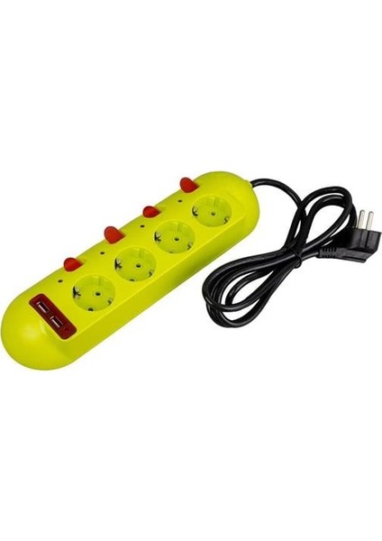 Fırsat Byr VE-E40USB 4'lü 2 Usb'li 1.5 Metre Ayrı Anahtarlı Grup Priz Yeni