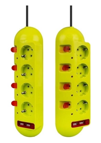 Fırsat Byr VE-E40USB 4'lü 2 Usb'li 1.5 Metre Ayrı Anahtarlı Grup Priz Yeni