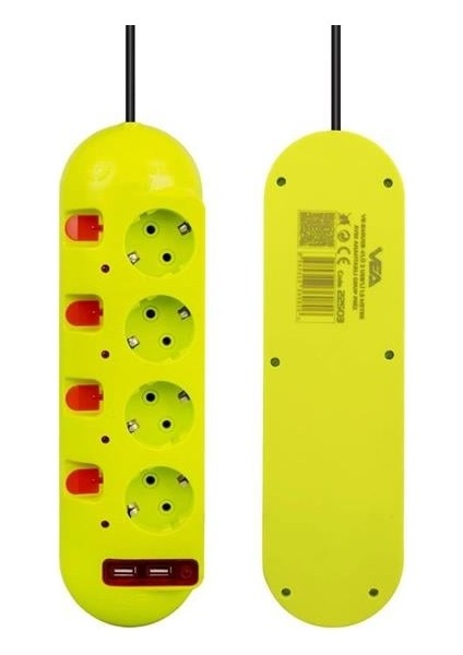 Fırsat Byr VE-E40USB 4'lü 2 Usb'li 1.5 Metre Ayrı Anahtarlı Grup Priz Yeni