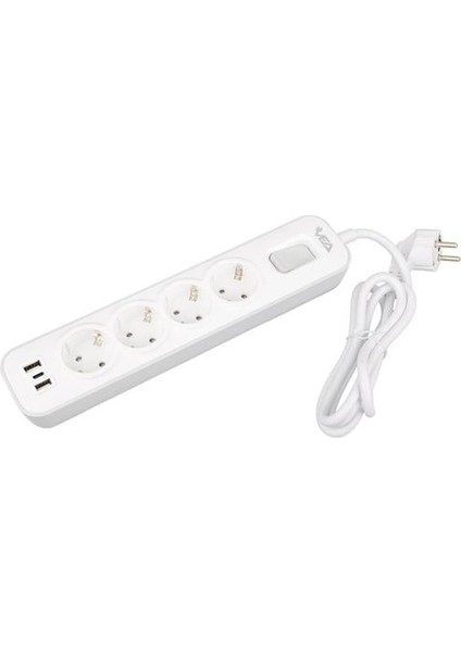Fırsat Byr VE-NOVA104U A Class 4'lü 2 Usb'li Anahtarlı 1.5 Metre Grup Priz Yeni