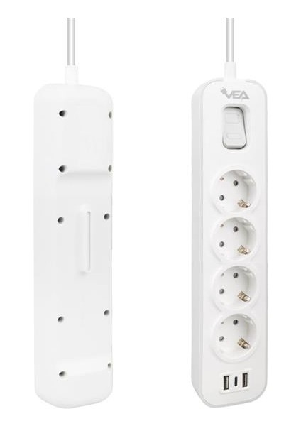 Fırsat Byr VE-NOVA104U A Class 4'lü 2 Usb'li Anahtarlı 1.5 Metre Grup Priz Yeni