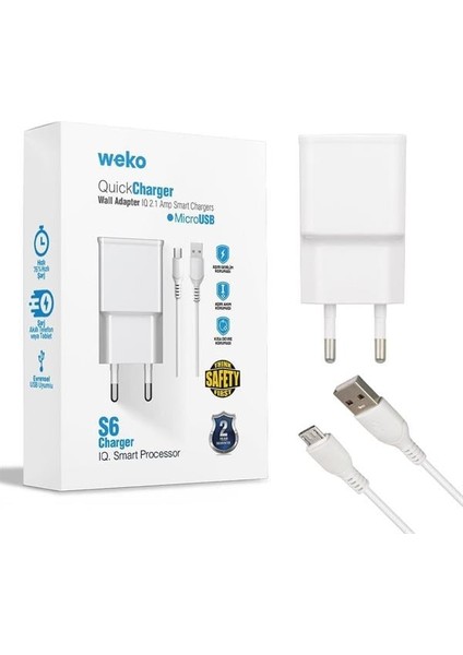 Fırsat Byr WK-21434 2.1 Amper Telefon Şarj Adaptörü + Micro USB Kablo Yeni