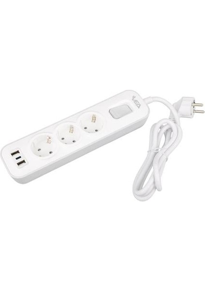 Fırsat Byr VE-NOVA103U A Class 3'lü 2 Usb'li Anahtarlı 1.5 Metre Akım Korumalı Priz Yeni