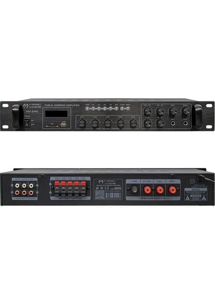 Fırsat Byr MV-540 100 Watt Usb-Sd-Bluetooth 2 Mikrofon Girişli 5 Bölgeli Hat Trafolu Anfi Yeni