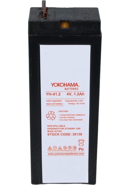 Yokohama Yh-41.2 4 Volt - 1.2 Amper Kuru Akü (35.2 x 22 x 91 Mm) (K0)