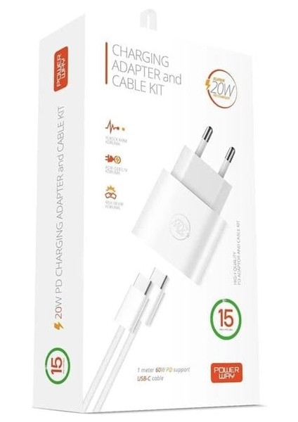 Fırsat Byr RXS27 20W Type-C Şarj Adaptörü - Kablo Seti (Apple 15 Pro-Pro Max Uyumlu) Yeni