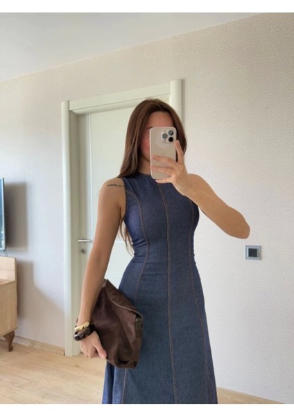 Jeans Kot Uzun Elbise