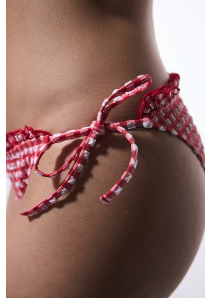 Texas Red Fırfırlı Bağlamalı Bikini Altı