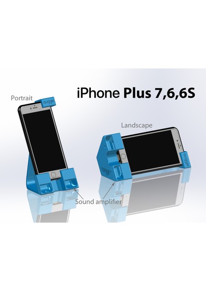 Auggie'nin Dönebilen iPhone Xs Max, 8 Plus, 7 Plus, 6 Plus Veya 6s Plus Beşiği ve Ses Yeniden Yönlendirici Amplifikatörü Yatay ve Portre Modları