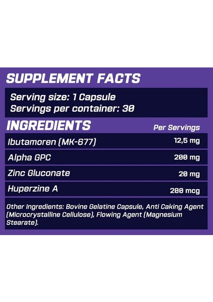 MK-677 Ibutamoren 12.5 mg+ Alpha Gpc 30 Kapsül