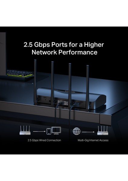 MR27BE; BE3600 Mbps, Fiber Destekli, 2× 2.5 Gbps Wan&lan Port + 2× Gbps Port, Easy Mesh Uyumlu, Dual-Band Wi-Fi 7 Router
