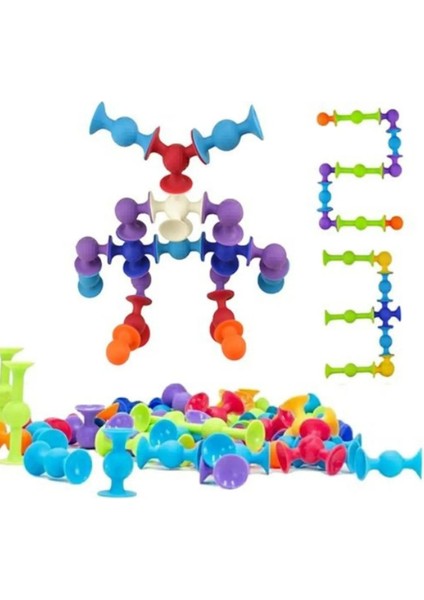 Shopist Vakum Molekül 25 Parça Yapı Taşları Fidget Duyusal Eğitici Oyuncak Squigz Blok