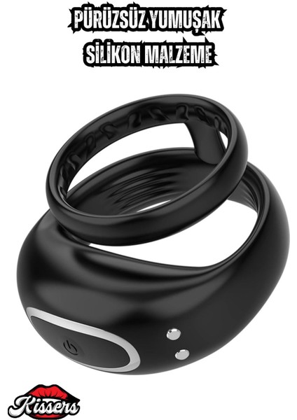 Manyetik Şarjlı 10 Modlu Silikon Titreşimli Klitoris Uyarıcılı Testisli Penis Halkası