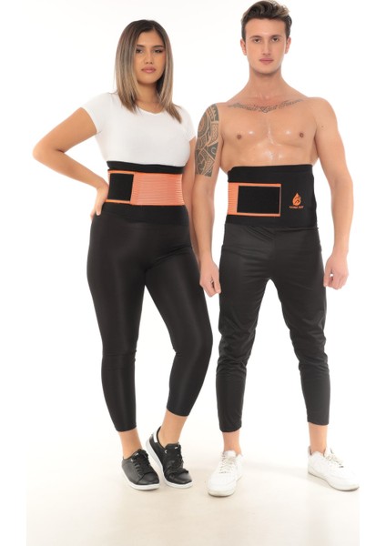 Unisex Termal Sauna Kemer Zayıflatan Kemeri Yağ Bel Göbek Incelme Terleme Korsesi Neopren Turuncu
