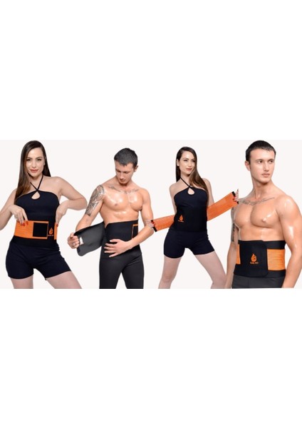 Unisex Termal Sauna Kemer Zayıflatan Kemeri Yağ Bel Göbek Incelme Terleme Korsesi Neopren Turuncu
