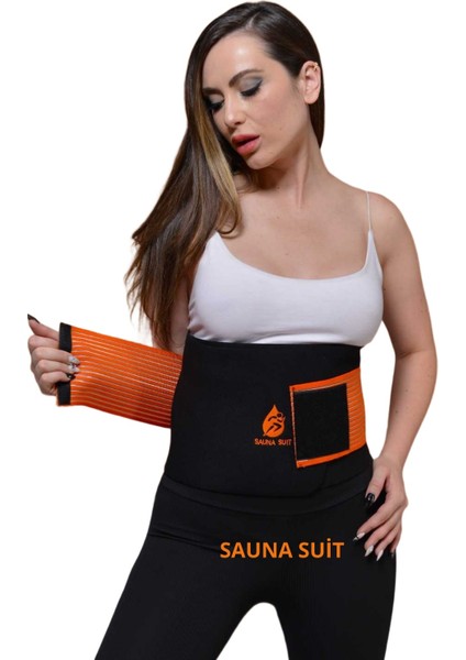 Unisex Termal Sauna Kemer Zayıflatan Kemeri Yağ Bel Göbek Incelme Terleme Korsesi Neopren Turuncu