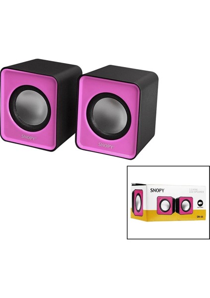 Snopy Sn-66 Pembe USB 2.0 Multimedya 1+1 Hoparlör Speaker Set 6W (4887)