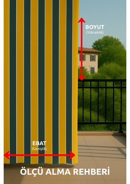 Lüks Mavi-Beyaz Elegance Enxboy Bağcıklı Balkon Perdesi