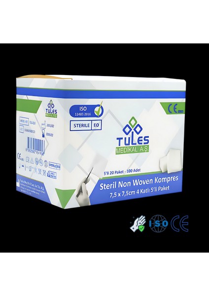 Steril Non Woven Kompres / Steril Gazlı Bez Spanç 100'lü 4 Kutu