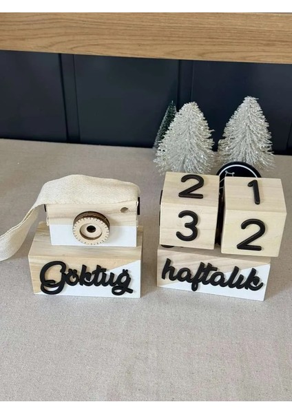 İsimli Renkli 3 Boyutlu Bebek Ahşap Hatıra Küpü Anı Küpü + Ahşap Fotoğraf Makinesi Seti / Türkçe fiyatları