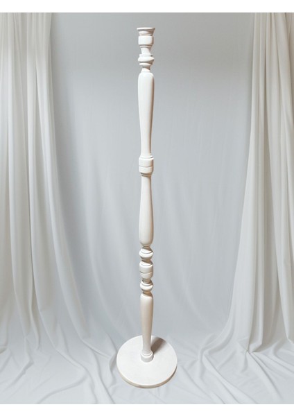 Beyaz Ahşap Lambader Ayağı 1.40 cm (Yarı Monteli Gönderilir.)