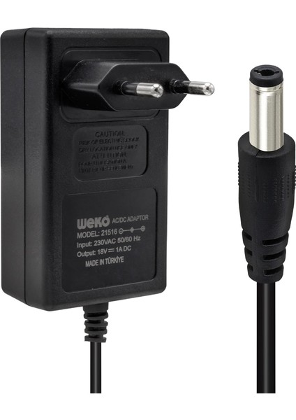 18 Volt - 1 Amper 5.5*2.5 Uçlu Yerli Üretim Priz Tipi Adaptör (5024)