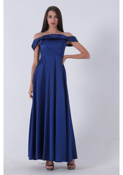 Saks Taş Askılı Düşük Kol Saten Abiye 0806118.26