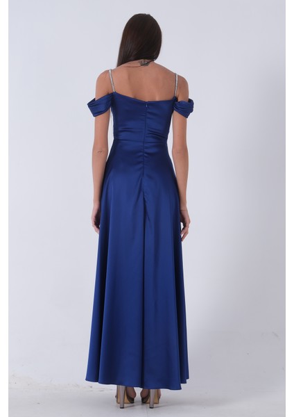 Saks Taş Askılı Düşük Kol Saten Abiye 0806118.26 indirimleri