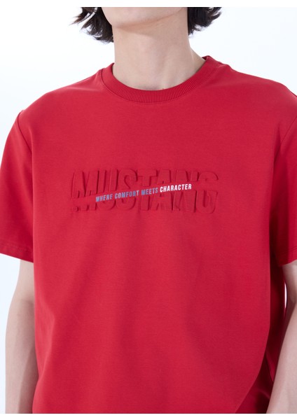 Bisiklet Yaka Baskılı Kırmızı Erkek T-Shirt M5SM-TST1290
