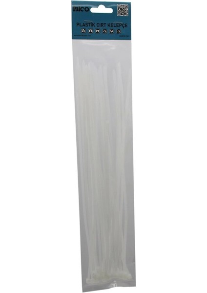 25PCS Beyaz 3.6X300 mm Plastik Cırt Kelepçe