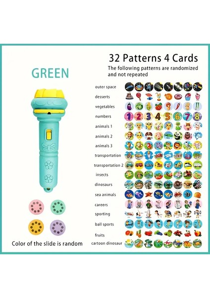Eğlenceli Yansıtma Feneri 32 Desen ve 4 Kartla Hayal Gücünü Uyarın, Uygun Projeksiyon El Feneri Kamera Oyuncak Puzzle Mor (Yurt Dışından)