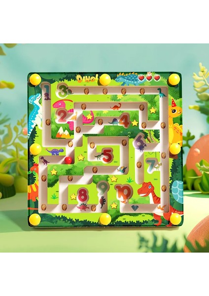 Manyetik Renk ve Numara Maze Montessori Dinozor Sayma Eşleşen Öğrenme Bulmaca Kurulu Toddler Ince Motor Becerileri Seyahat Oyuncak Çarşamba Sarı (Yurt Dışından)