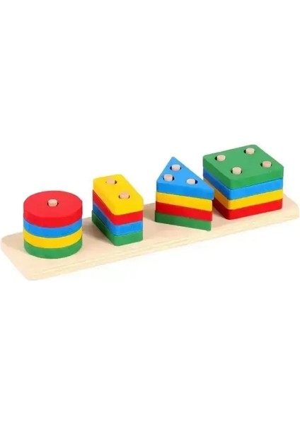 5 In1 Montessori Ahşap Renk Şekli Biliş Blokları Eşleşen Sıralama Oyunu Boncuklu Erken Eğitim ı Children Uzun 4 Sütun (Yurt Dışından)