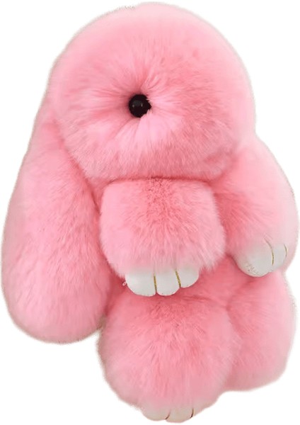 Üç Model Boyutu % 100 Doğal Rex Tavşan Kürk Sevimli Kabarık Tavşan Anahtarlık Gerçek Kürk Anahtar Zincirleri Çanta Güzel Anahtarlık Kolye Pembe / Boyut 13 cm (Yurt Dışından)