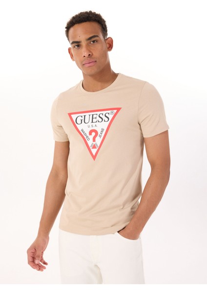 Bisiklet Yaka Desenli Kahve Erkek T-Shirt M2YI71I3Z14G1DR Cn Ss Orıgınal Log