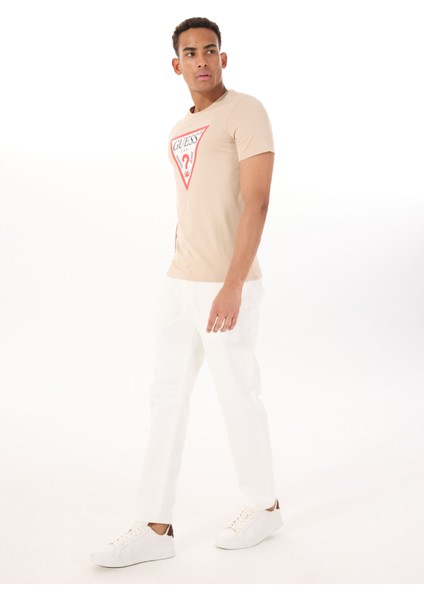 Bisiklet Yaka Desenli Kahve Erkek T-Shirt M2YI71I3Z14G1DR Cn Ss Orıgınal Log
