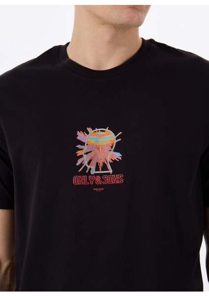 O Yaka Baskılı Siyah Erkek T-Shirt Onsmınd Ons Logo Reg Ss Tee Cs fırsatları