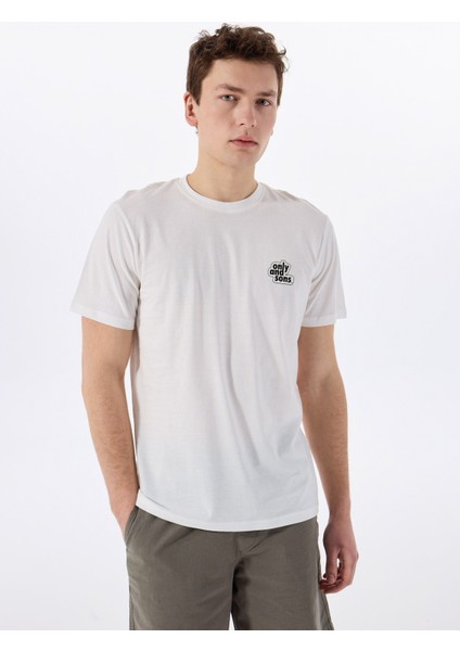 O Yaka Baskılı Beyaz Erkek T-Shirt Onsarch Logo Reg Ss Tee Cs fırsatları
