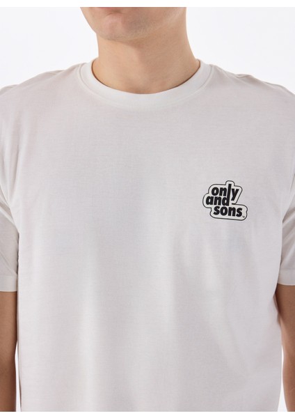 O Yaka Baskılı Beyaz Erkek T-Shirt Onsarch Logo Reg Ss Tee Cs indirimleri