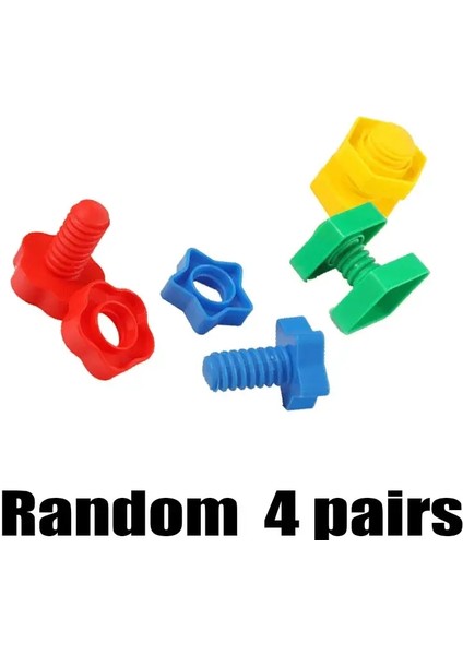 8 Vidalı Yapı Taşları Set Plastik E Blokları Somun Şekli Eğitim ı Montessori Ölçek Modeller Vidalar 4 Çift (Yurt Dışından)