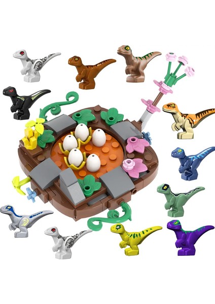Juric Dinozor Yuva Yapı Taşları Koleksiyon Hediyelik Eşya Doğum Günü Juric Rex Raptor Yuva 10PCS Dinozor (Yurt Dışından)