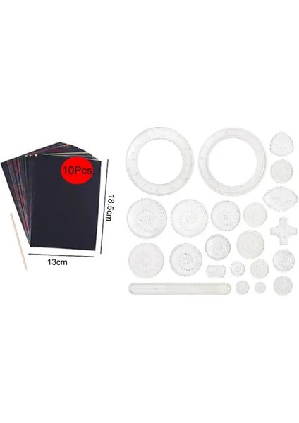 10-33PCS Spirograph Tasarım Sanatları Zanaat Kiti Klasik Inanılmaz Gökkuşağı Sihirli Çizik Kağıt Seti Eğitim Çizim Oyuncak 22 Adet Yöneticiler (Yurt Dışından)