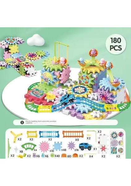 Çok Yönlü Elektrikli Dişli Kurucu Yapı Taş ı ， Montessori Blok Tuğla Erkek Kız Kız 180 Pcs (Yurt Dışından)